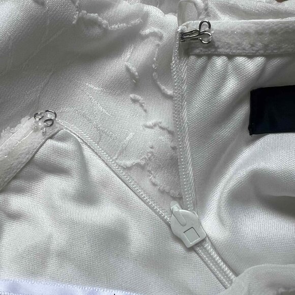 LIKE NEW Lulus White Floral Ruffled Strapless Dress Garden Cocktail Party - Picture 11 of 12